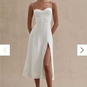 Reformation White Midi Slip Dress with Side Slit